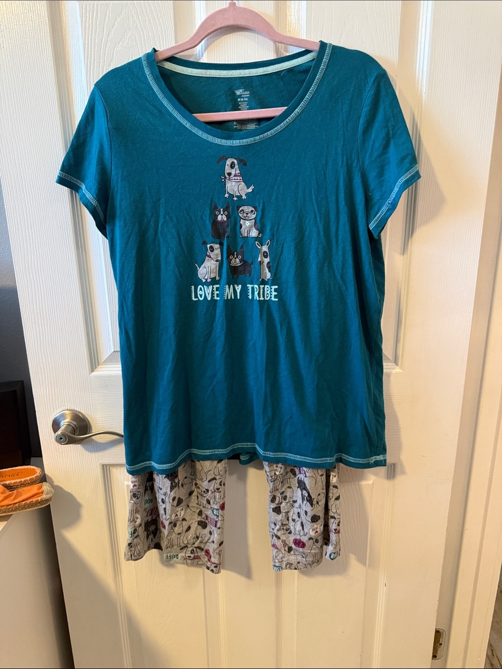 Secret Treasures Teal & Cream 'Love My Tribe' Short Sleeve Pajama Set
